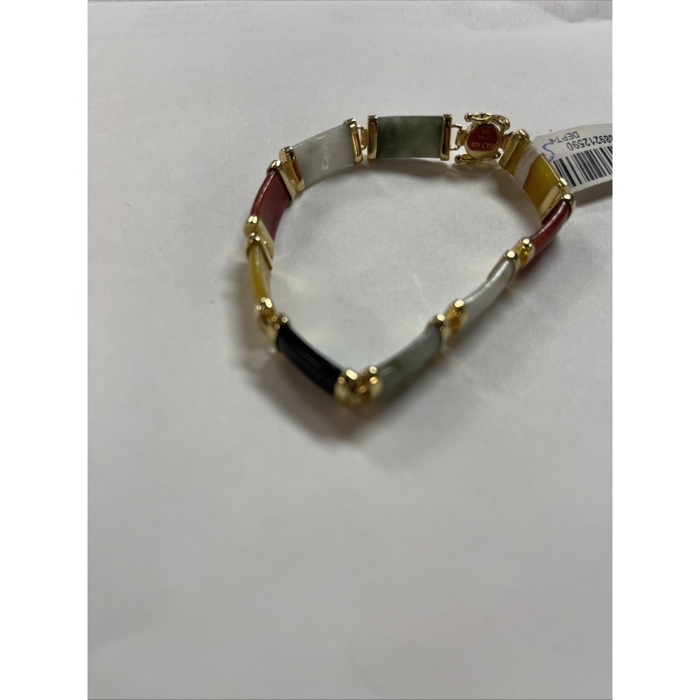 Tennis bracelet jade carnelian obsidian bar, 7.25